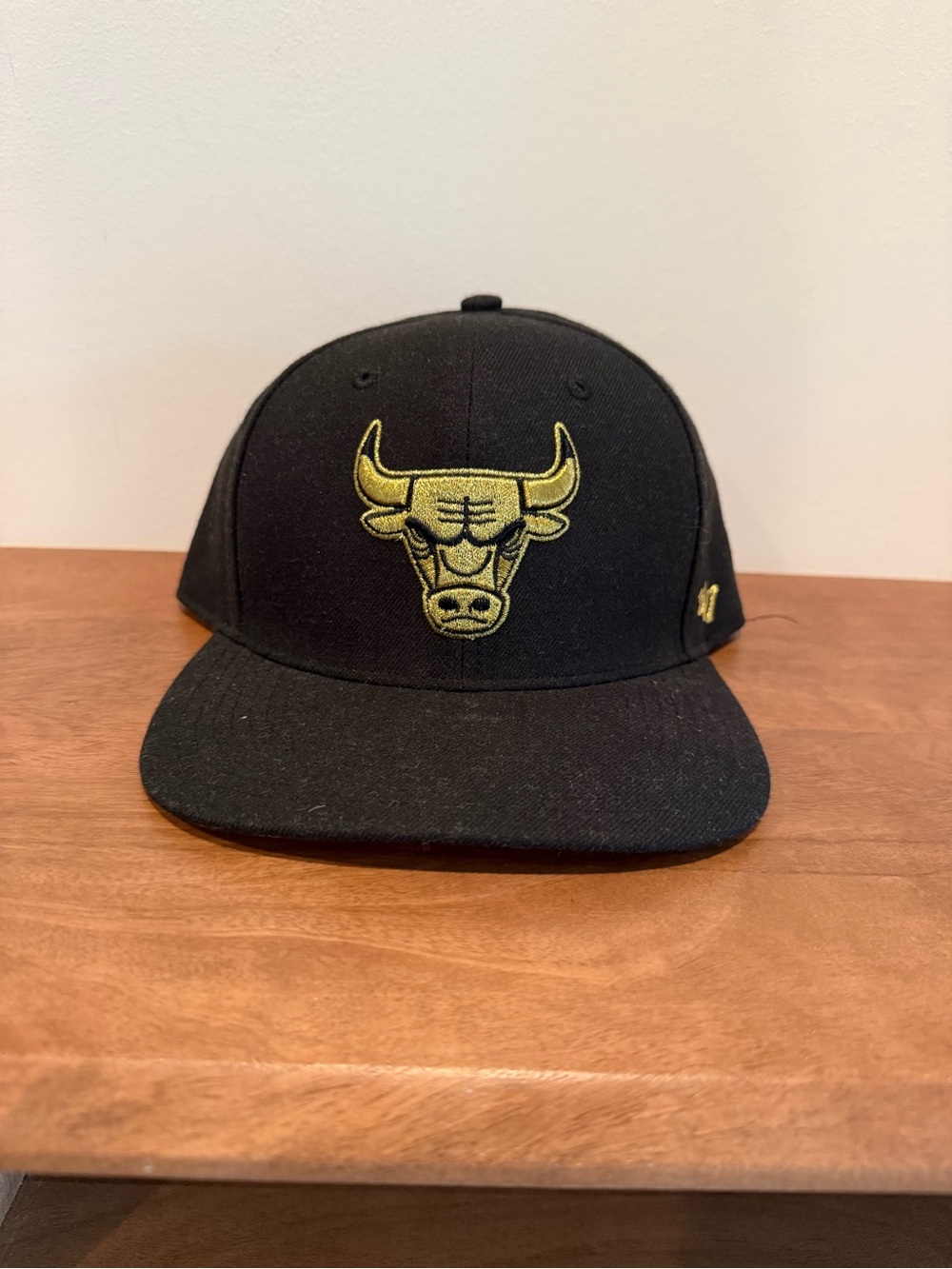 Chicago Bulls Black Hat with Gold Embroidered Bull Logo
